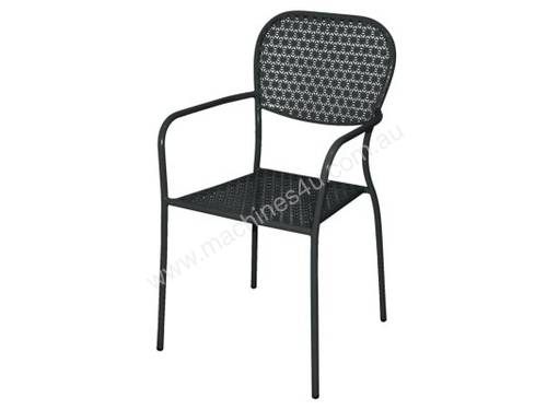 Bolero Black Steel Patterned Bistro Arm Chair (Pack 4)