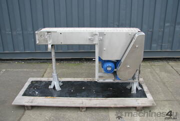 STAINLESS STEEL Motorised Slat Belt Conveyor - 1.35m long