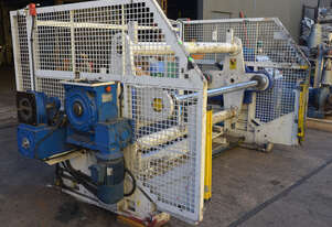 Dual station packaging film roll mandrill loader handler bulk material handling