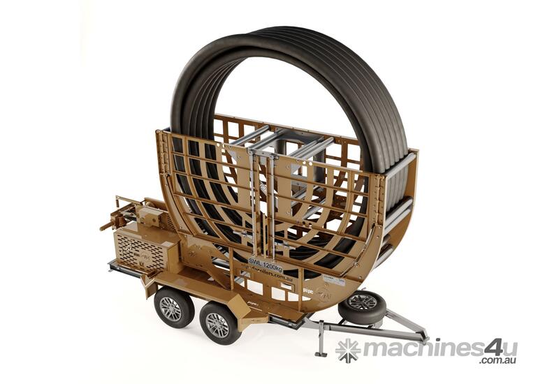 caption pipeMAX PE Pipe Decoiling Trailer – 6 Inch l McElroy Linetamer – 1200kg SWL l Heavy Duty