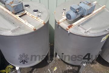 250 litre jacketed mix tanks - 2 off - ex chocolate melt tanks