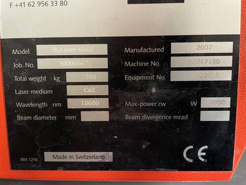 6KW Bystronic 6000x2400 Co2 Laser