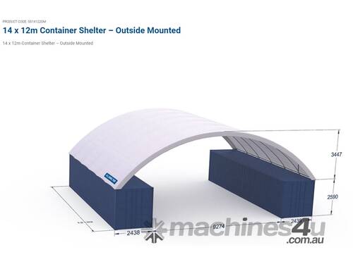 All Shelter (Allshelter) Container mounted Dome Igloo Shelter 14m x 12.9m x 6.mH (45x40x20ft)