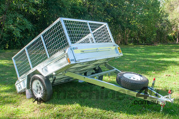 7x5 Premium Single Axle Hot-Dip Galvanised Tilting Box Trailer 750kg ATM (Price shown Without Cage)