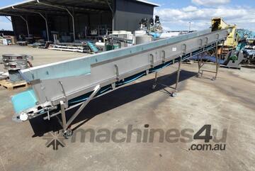 Flat Belt Conveyor, 600mm W x 7250mm L x 1800mm H