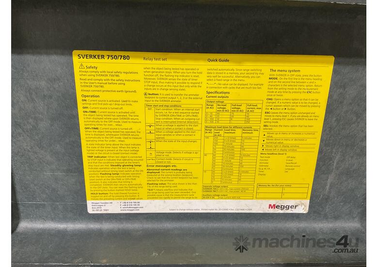 *UNRESERVED* Megger SVERKER780 Relay Test Kit
