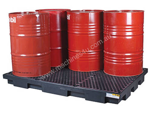Drum Bunds & Spill Pallets. 6 drums - low profile polyethylene with removable grate