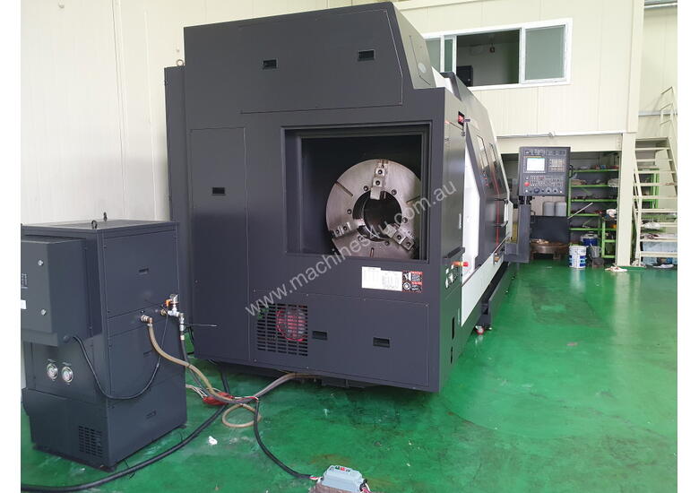 caption 2017 SMEC (Samsung) PL80X CNC Lathe with 321mm Spindle Bore