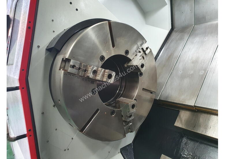 caption 2017 SMEC (Samsung) PL80X CNC Lathe with 321mm Spindle Bore