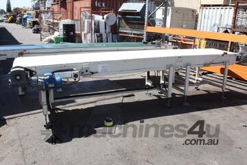 Motorised powered 4m x 75cm wide plastic chain link conveyor belt system