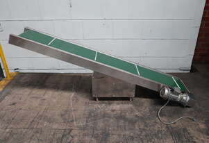 Stainless Steel Motorised Incline Belt Conveyor - 2m long