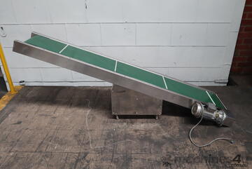 Stainless Steel Motorised Incline Belt Conveyor - 2m long