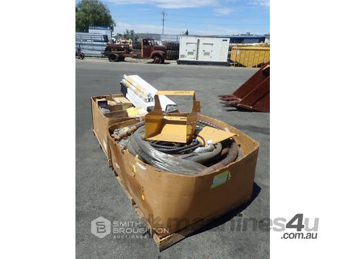 2 X BOXES COMPRISING OF ASSORTED EARTHMOVING PARTS, HYDRAULIC HOSES, LAMPS & ELECTRIC MOTORS