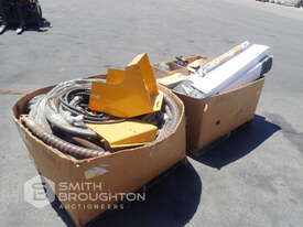 2 X BOXES COMPRISING OF ASSORTED EARTHMOVING PARTS, HYDRAULIC HOSES, LAMPS & ELECTRIC MOTORS - picture0' - Click to enlarge