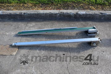Pair of Motorised Narrow Belt Conveyors - 1.5m long
