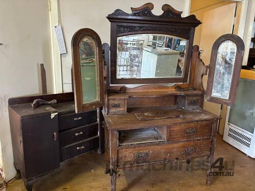 QTY OF 2 VINTAGE TIMBER DRESSING TABLES