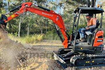 Trident 3.8T Excavator with 350mm, 500mm, 700mm & 1000mm Bucket, Thumb Grab, Ripper, and Quick Hitch