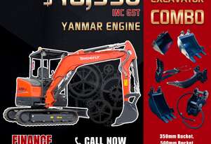 Trident 3.8T Excavator with 350mm, 500mm, 700mm & 1000mm Bucket, Thumb Grab, Ripper, and Quick Hitch Trident 3.8T Excavator with 350mm, 500mm, 700mm & 1000mm Bucket, Thumb Grab, Ripper, and Quick Hitch