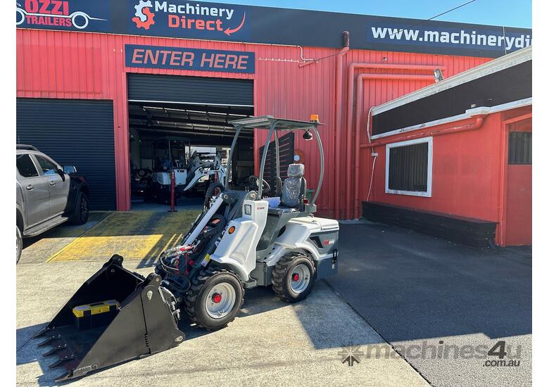 caption Electric Articulated Telescopic Loader with Forks and 4 in 1 Bucket and Mower