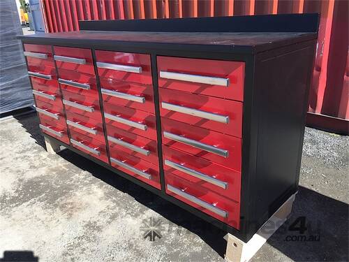 Unused Workshop bench, with 20 drawers