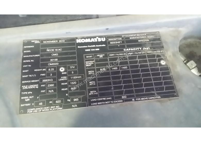 caption 2010, Komatsu, NEOS16AC, Reach Fork