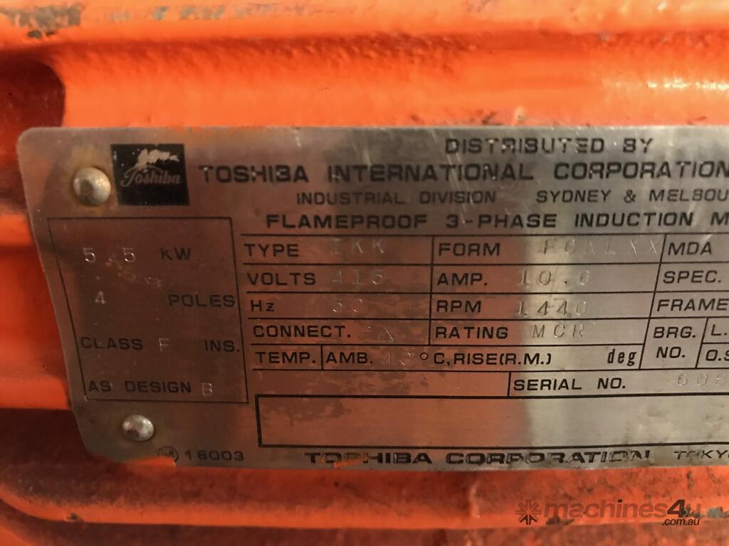 Used toshiba 5 5kw 4 pole 1440rpm 415v Toshiba Electric Motor Electric