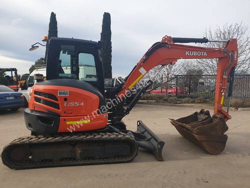 2017 KUBOTA U55-4 EXCAVATOR WITH FULL CABIN, HITH AND BUCKETS, LOW 1100 HRS