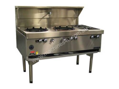 Goldstein CWA2B2 Air Cooled Gas Wok - Double with Side Burners