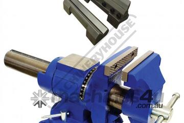 125mm Multi Purpose Cast Iron Bench Vice - Rotating Head & Swivel Base with Lock & Vice Brake Packag