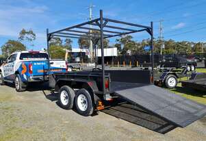 8x5 TANDEM WITH LADDER RACKS AND MESH RAMP