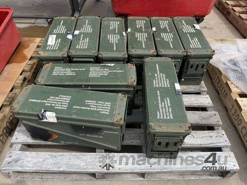 9x Ammo Boxes inc 2x Spanners, 7x Assorted Oils