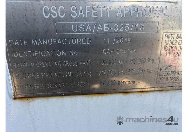 caption Used Shipping Container purchased in 2019 re-sprayed in 2 Pac white, 40ft High Cube container