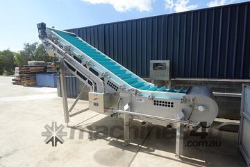 Incline Cleated Belt Conveyor, 4000mm L x 875mm W x 2000mm H