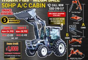 Trident Plus Synchromesh 50HP 4WD A/C Cabin Tractor with 4-in-1 Bucket Combo Deal (5 Years Warranty)