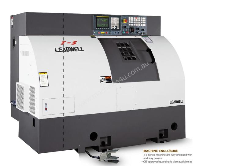 caption LEADWELL T-5 SLANT BED LINEAR GUIDE CNC LATHE