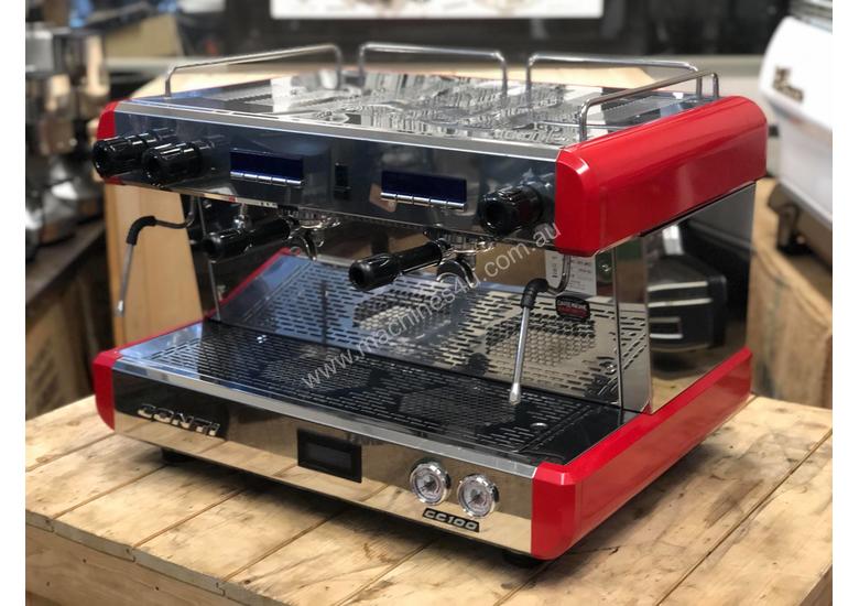 caption BOEMA CONTI CC100 2 GROUP RED ESPRESSO COFFEE MACHINE