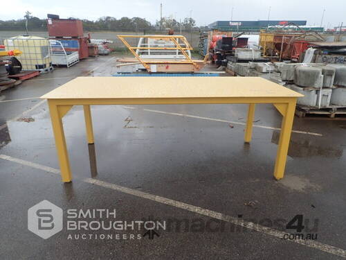 METAL WORK BENCH APPROX 2400MM X 1210MM X 900MM