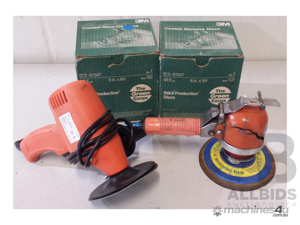 Used Not Specified Unknown GHL 127mm Electric Disc Sander and Allaince 152mm Pneumatic Disc