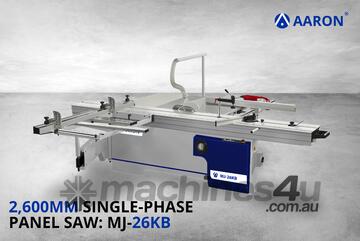 Aaron 2600mm Single Phase Heavy-Duty Sliding Table Saw | 5HP, 3.75kW Panel Saw | MJ-26KB