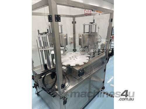 Twin-Head Automatic Rotary Capping Machine – Used – With Tooling for 70mm, 89mm, 100mm Lids