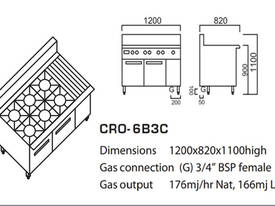 Luus CRO-6B3C 6 Burner 300mm Chargrill, Oven Range - picture2' - Click to enlarge