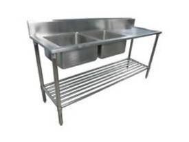 NEW COMMERCIAL DOUBLE BOWL STAINLESS STEEL SINK 15 - picture0' - Click to enlarge