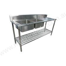 NEW COMMERCIAL DOUBLE BOWL STAINLESS STEEL SINK 15