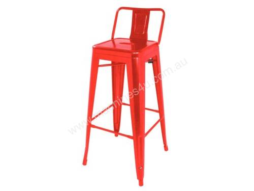 Bolero Red Steel Bistro High Stool with Backrest (Pack 4)
