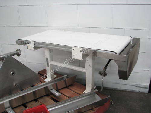 Motorised Belt Feeder Conveyor with Stainless Steel Guards - 1.2m long