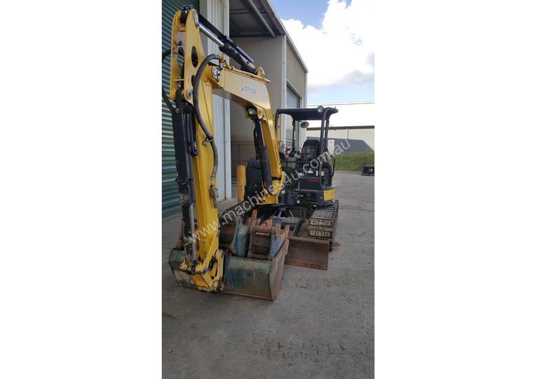 caption Used Yanmar VIO55-6B Open Cab Excavator, With Full Set of Buckets, Quick Hitch, Steel Tracks & Bolt