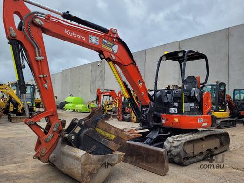 caption 2021 KUBOTA U55-4 5.5T EXCAVATOR WITH ROPS CANOPY, FULL CIVIL SPEC AND LOW 870 HOURS