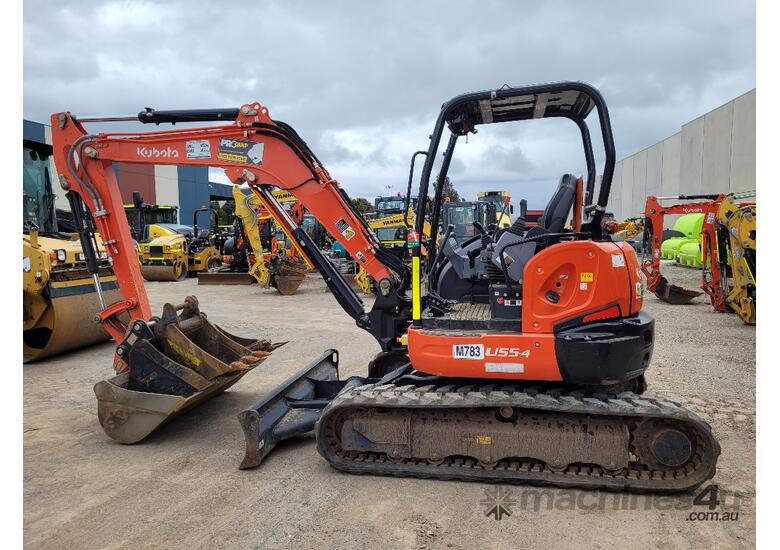 caption 2021 KUBOTA U55-4 5.5T EXCAVATOR WITH ROPS CANOPY, FULL CIVIL SPEC AND LOW 870 HOURS