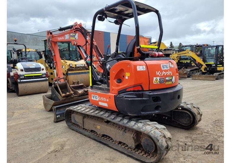 caption 2021 KUBOTA U55-4 5.5T EXCAVATOR WITH ROPS CANOPY, FULL CIVIL SPEC AND LOW 870 HOURS