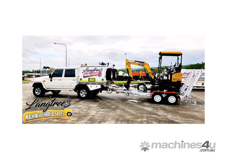 caption SANY SY16C Mini Excavator & Trailer Package with Auger Drive – Ideal for Tight Spaces & Transport - Hire